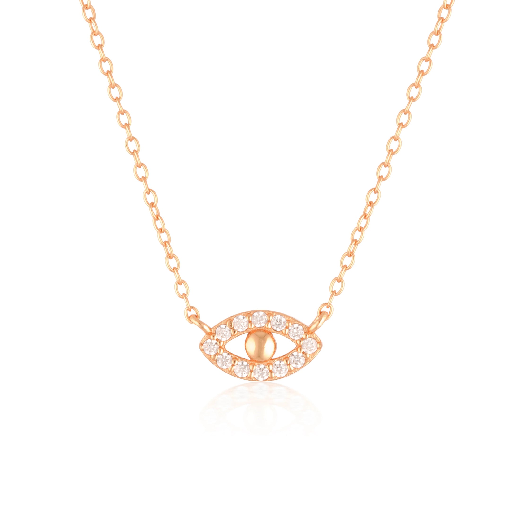 Golden Evil Eye Necklace with 0.3 TCW Round Lab-Grown Diamonds