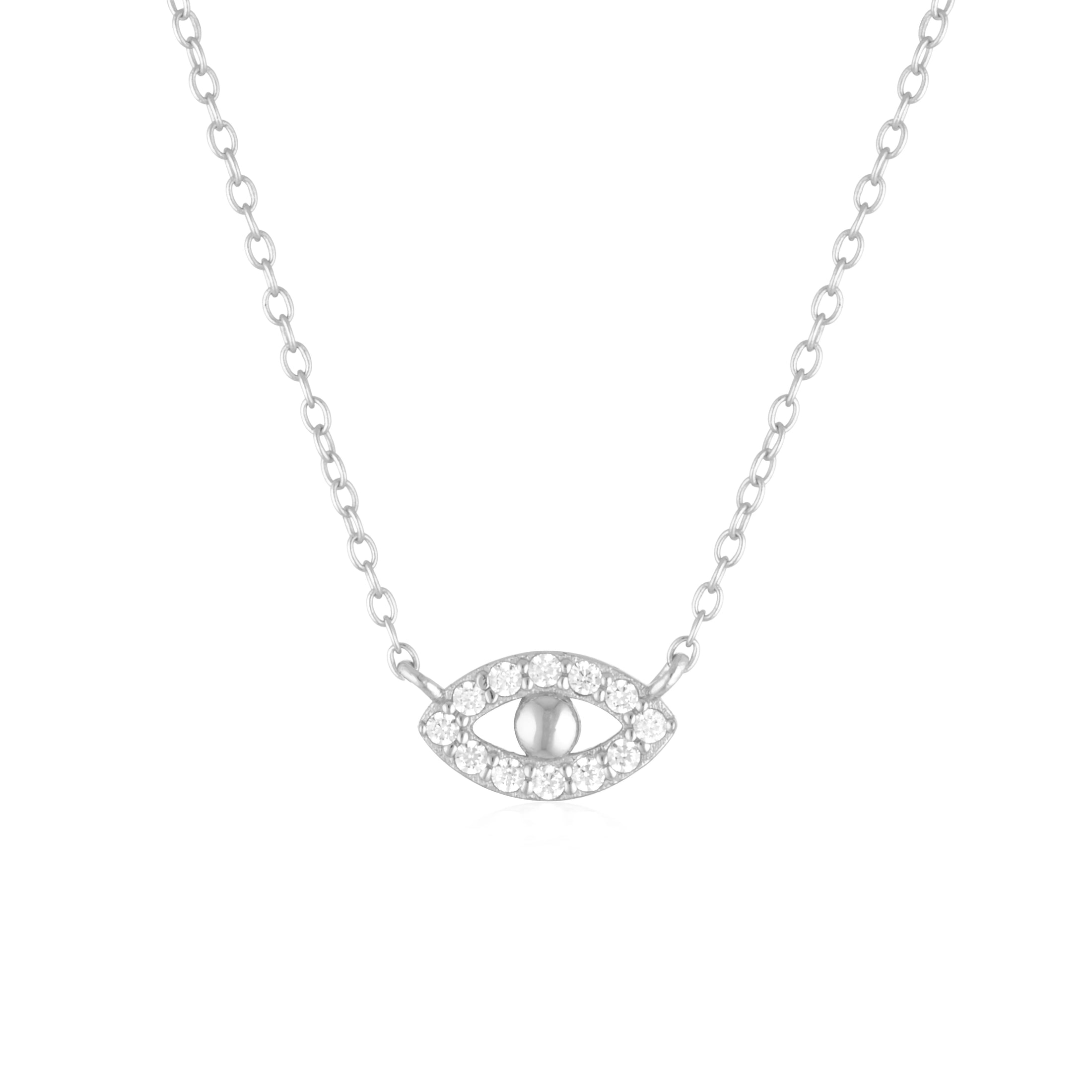 Golden Evil Eye Necklace with 0.3 TCW Round Lab-Grown Diamonds