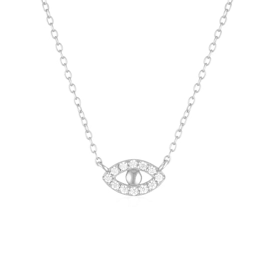 Golden Evil Eye Necklace with 0.3 TCW Round Lab-Grown Diamonds