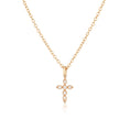 Load image into Gallery viewer, 0.1 TCW Round Lab-Grown Diamond Cross Pendant Necklace in Gold
