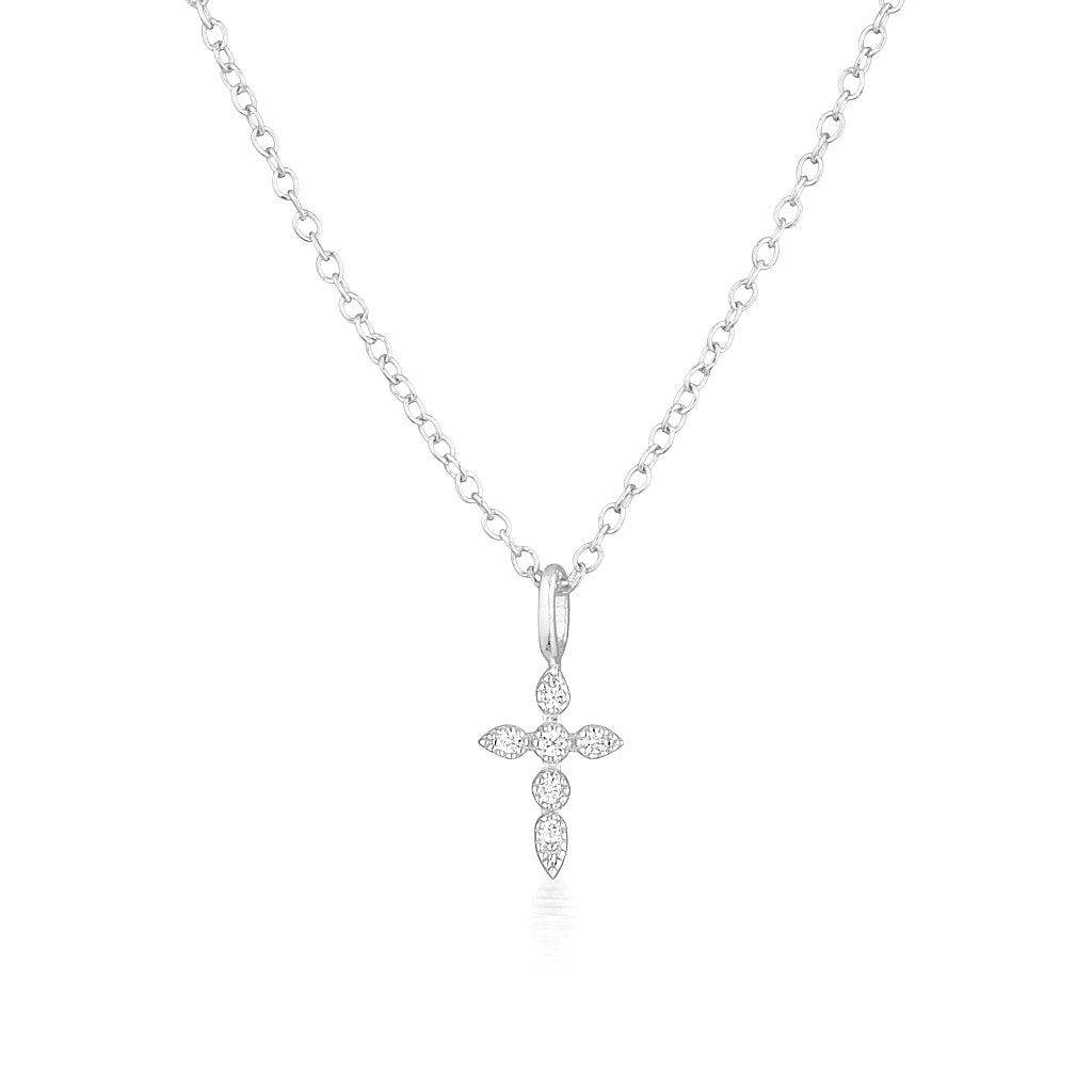 0.1 TCW Round Lab-Grown Diamond Cross Pendant Necklace in Gold