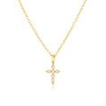 Load image into Gallery viewer, 0.1 TCW Round Lab-Grown Diamond Cross Pendant Necklace in Gold
