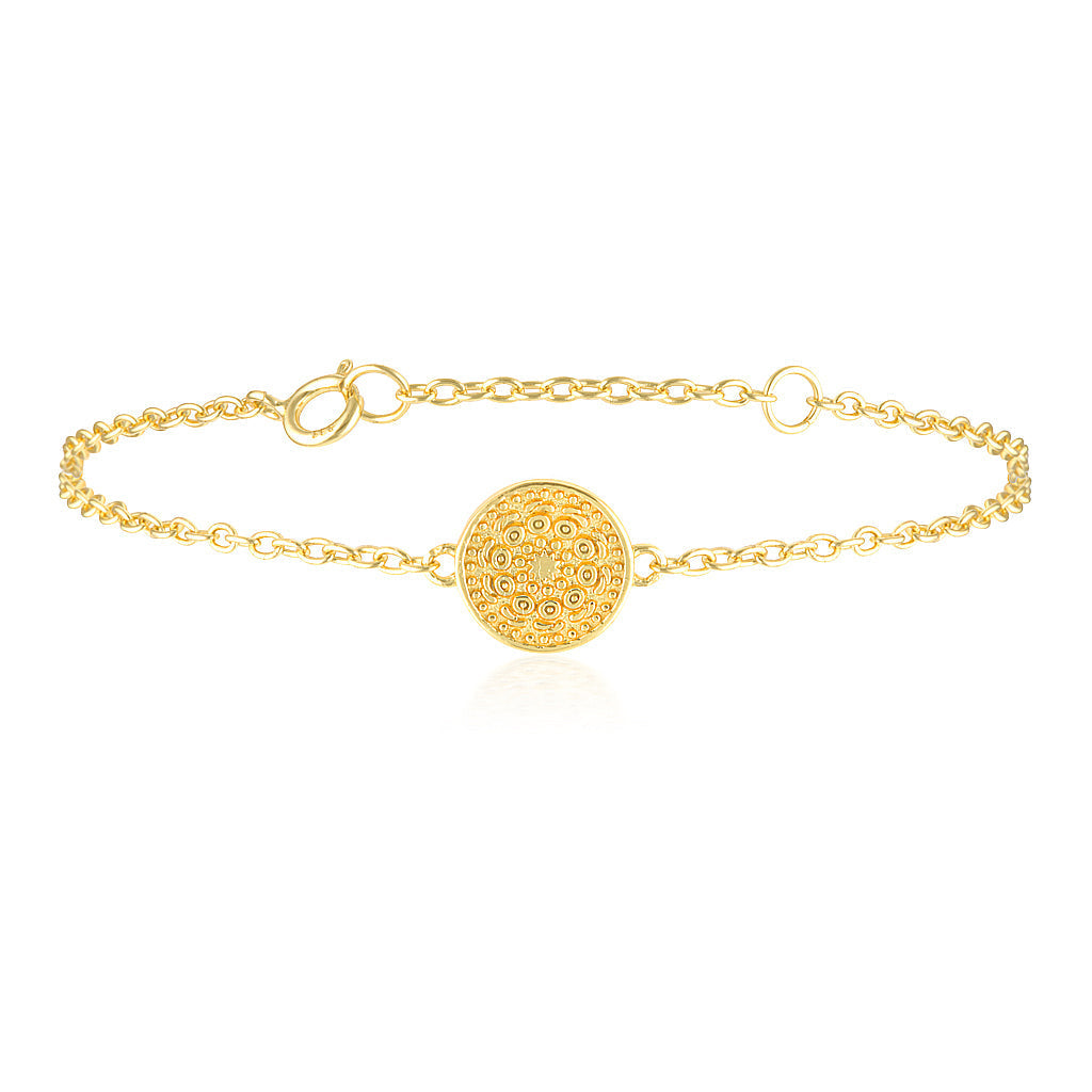 Golden Round Medallion Stackable Bracelet