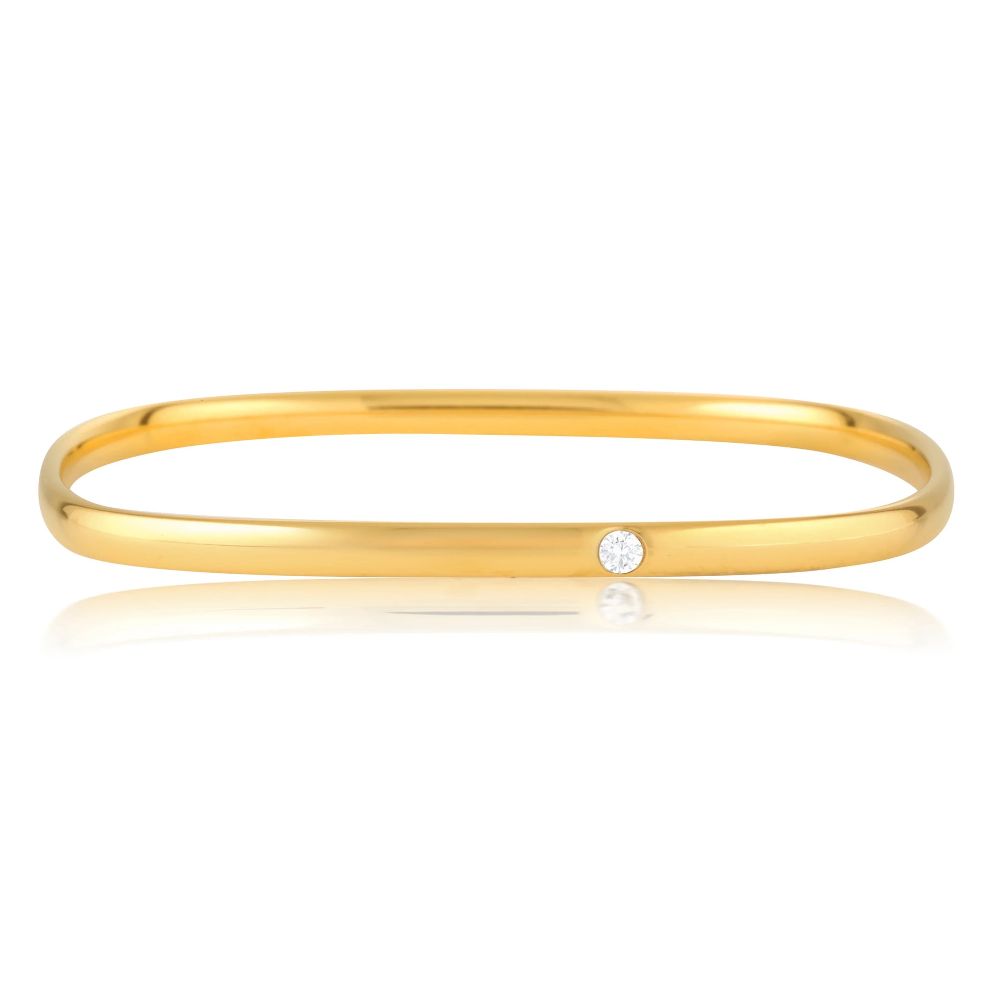 Elegant 0.03 TCW Round Lab-Grown Diamond Gold Bangle Bracelets 1