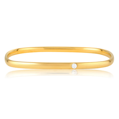 Elegant 0.03 TCW Round Lab-Grown Diamond Gold Bangle Bracelets 1