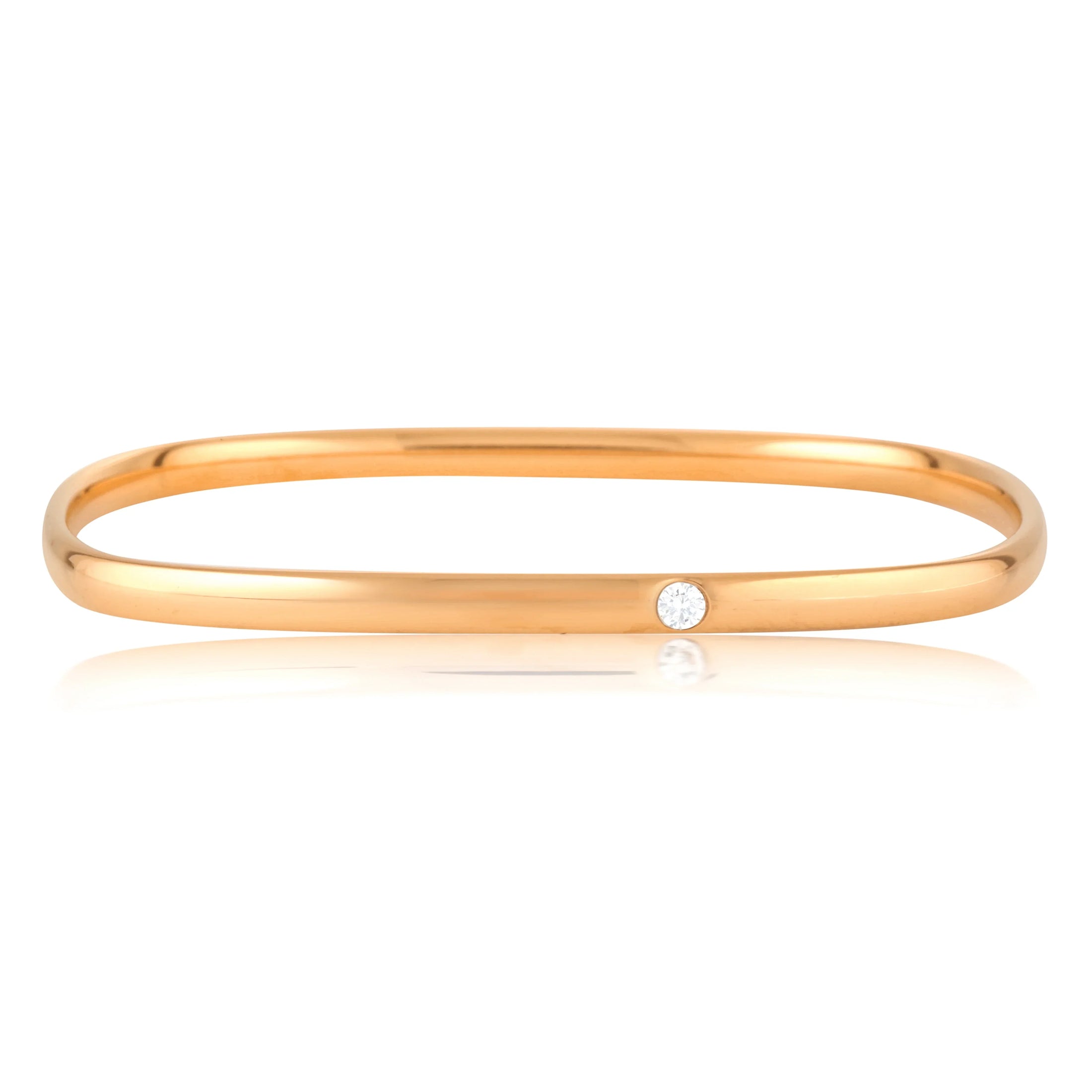 Elegant 0.03 TCW Round Lab-Grown Diamond Gold Bangle Bracelet