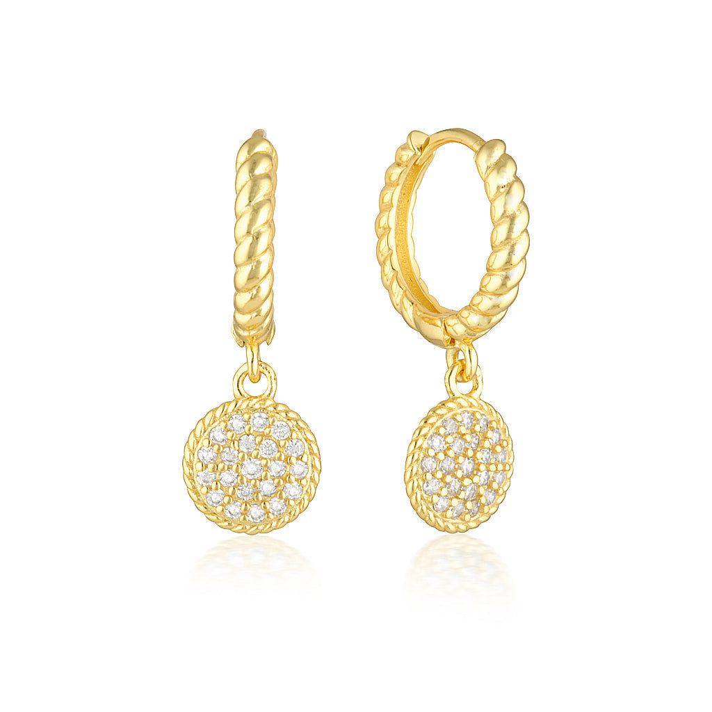 Twisted Round Plate Drop Earrings