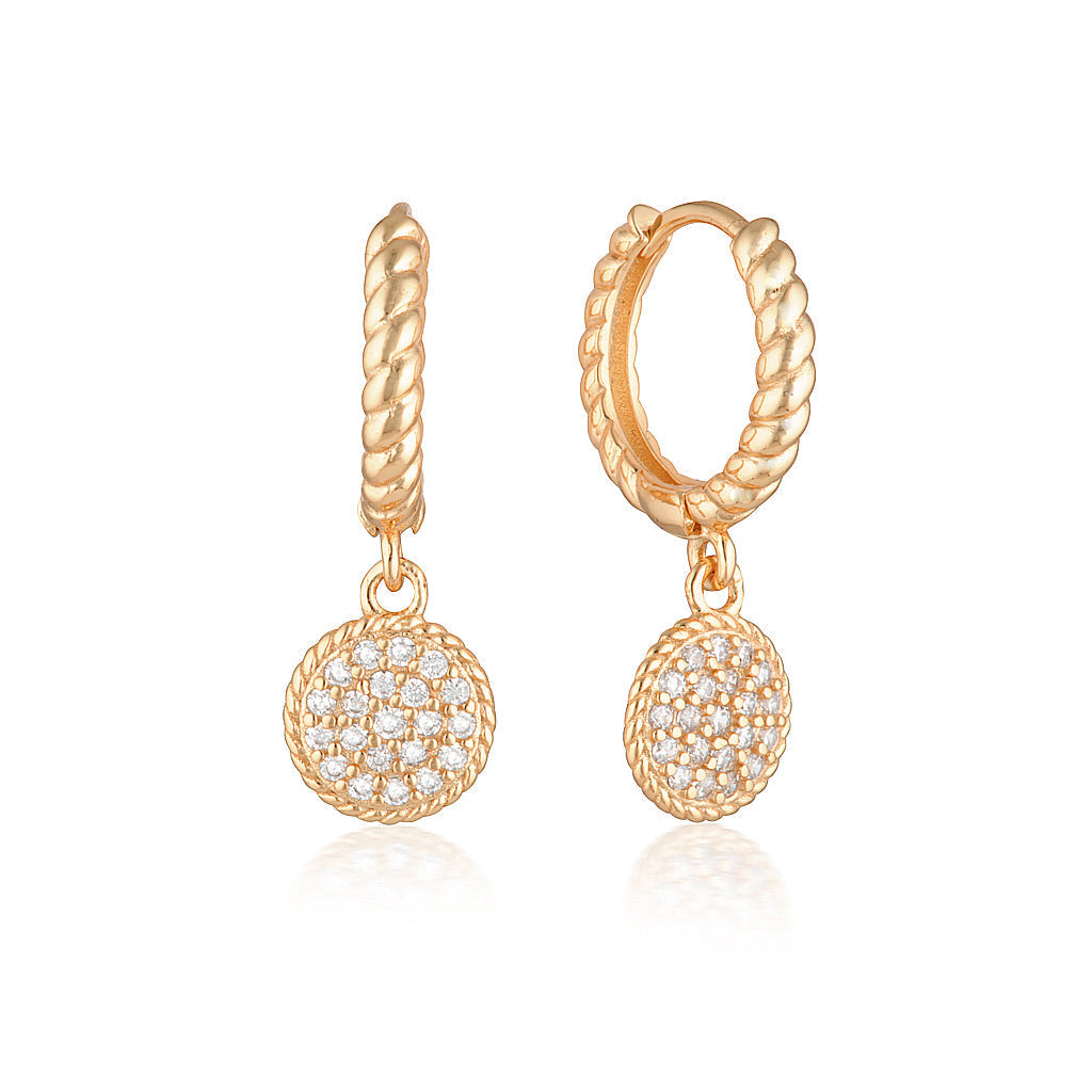 Twisted Round Plate Drop Earrings