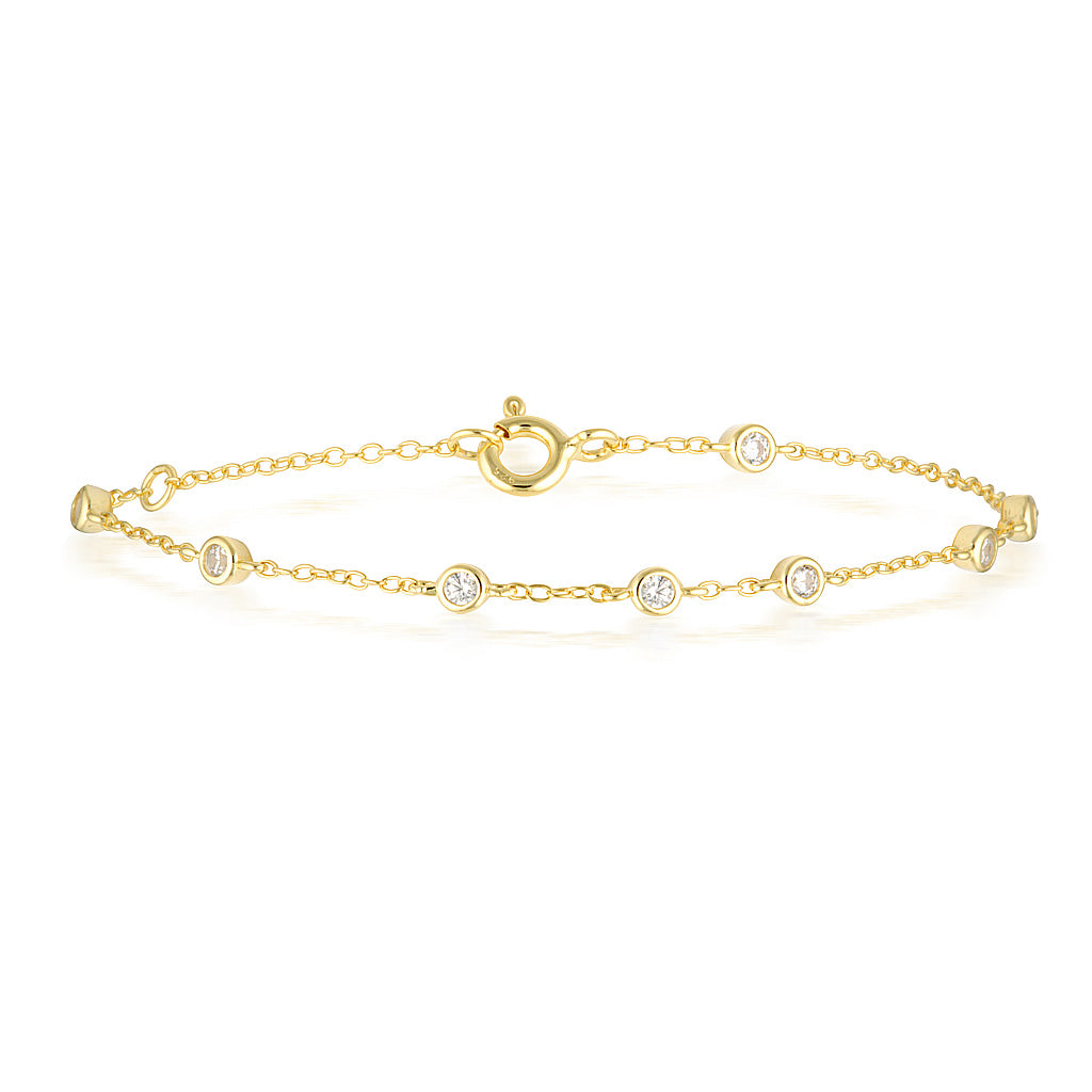 Radiant Elegance: 0.02 CTW Round Lab-Grown Diamond Gold Chain Bracelet