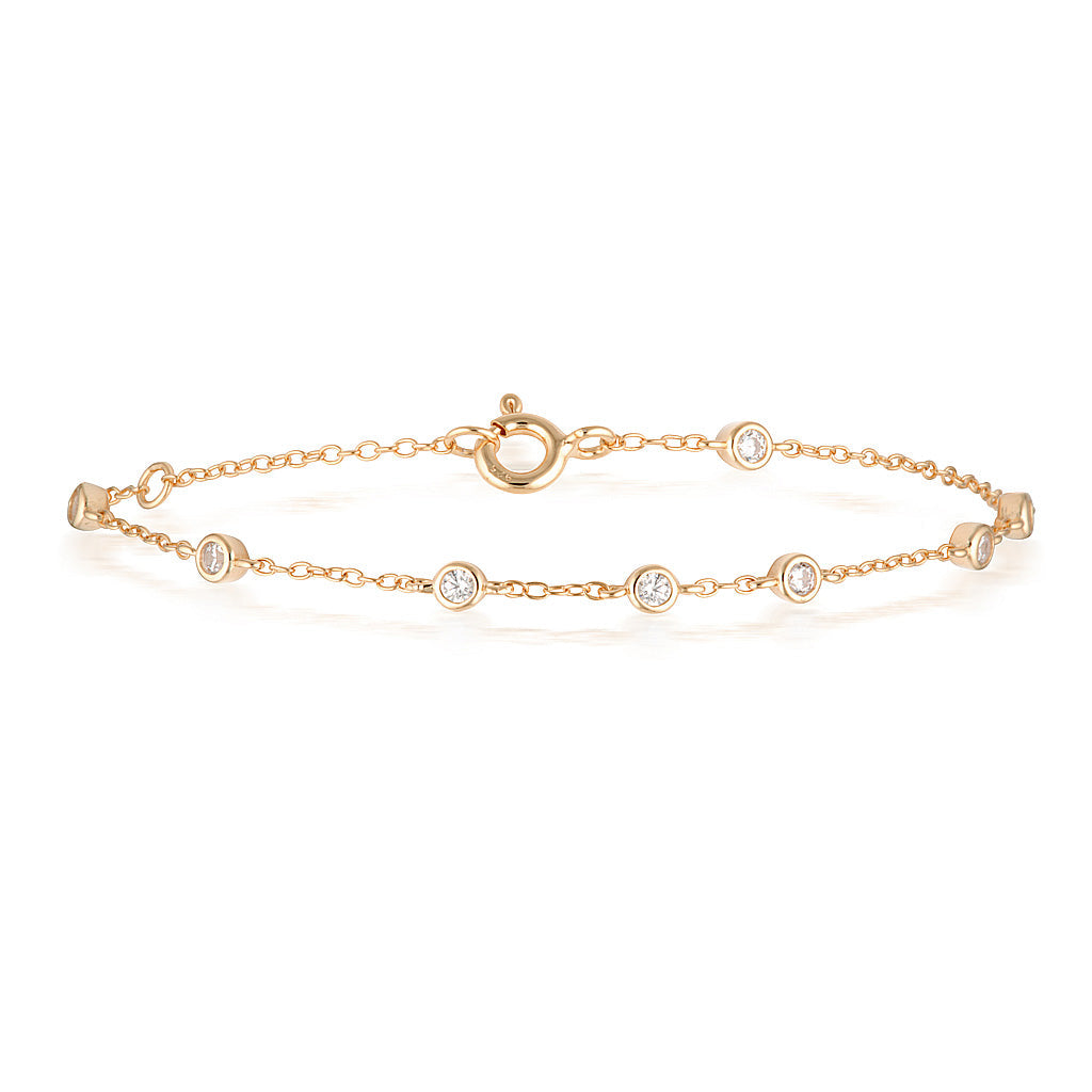 Radiant Elegance: 0.02 CTW Round Lab-Grown Diamond Gold Chain Bracelet