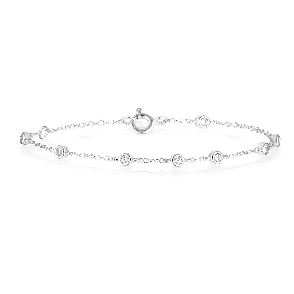 Radiant Elegance: 0.02 CTW Round Lab-Grown Diamond Gold Chain Bracelet