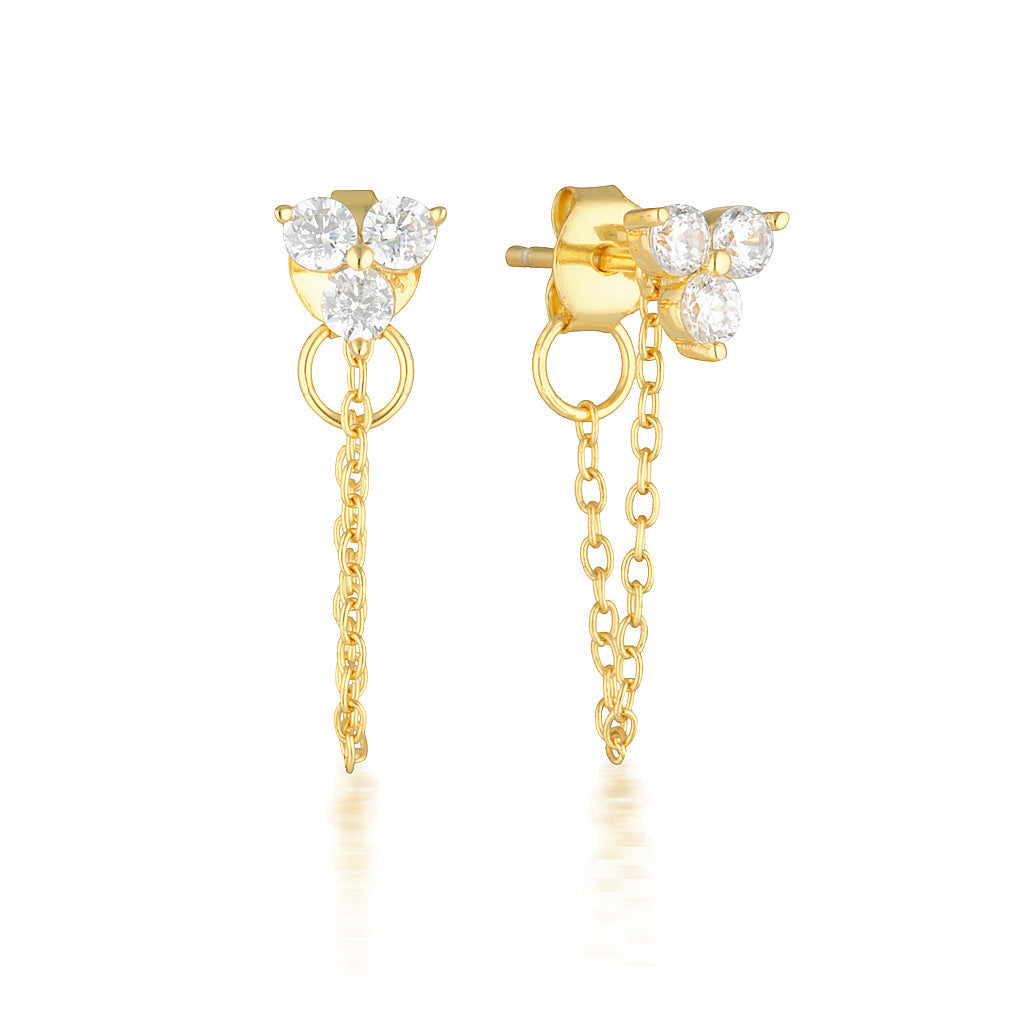0.10 Carat Round Lab Grown Diamond Dangle Climber Earrings 1