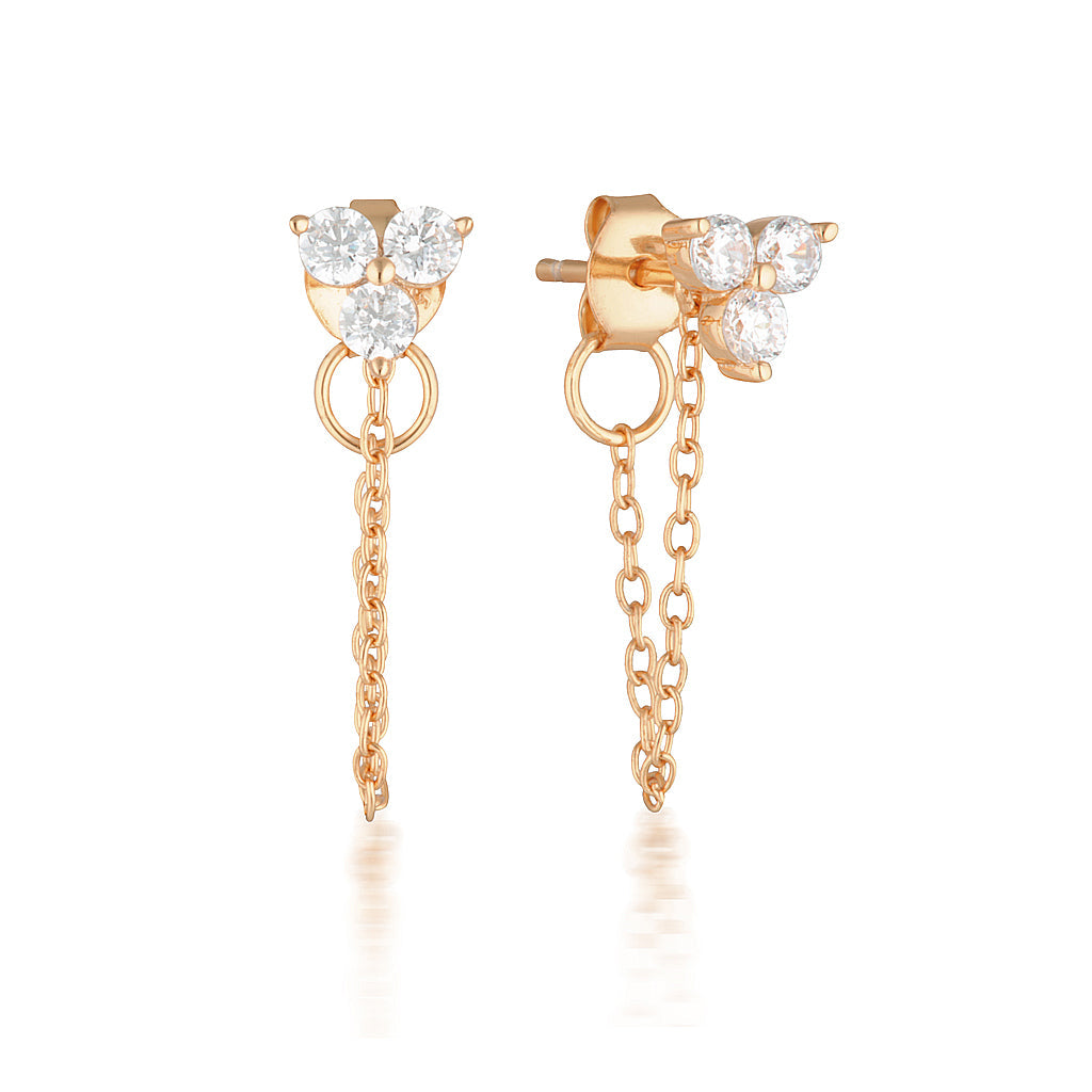0.10 Carat Round Lab Grown Diamond Dangle Climber Earrings 6