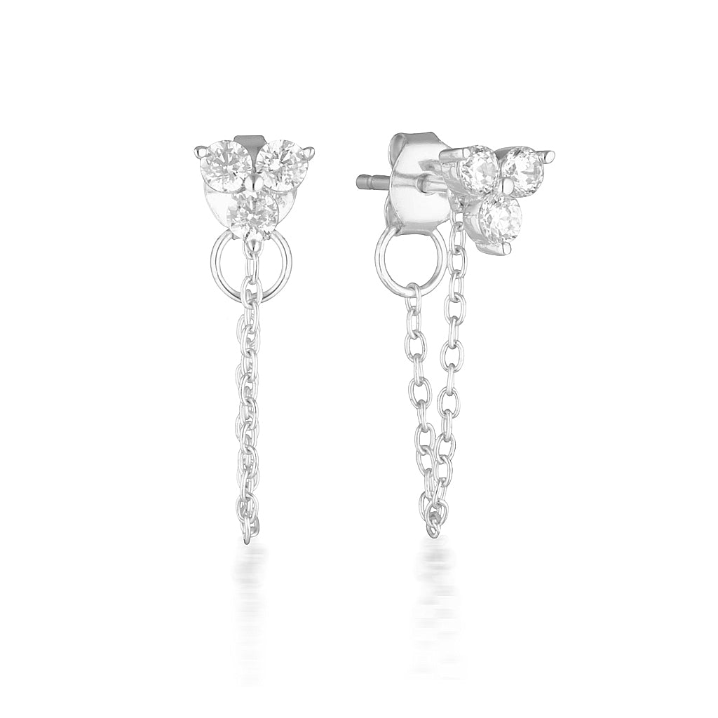0.10 Carat Round Lab Grown Diamond Dangle Climber Earrings 7