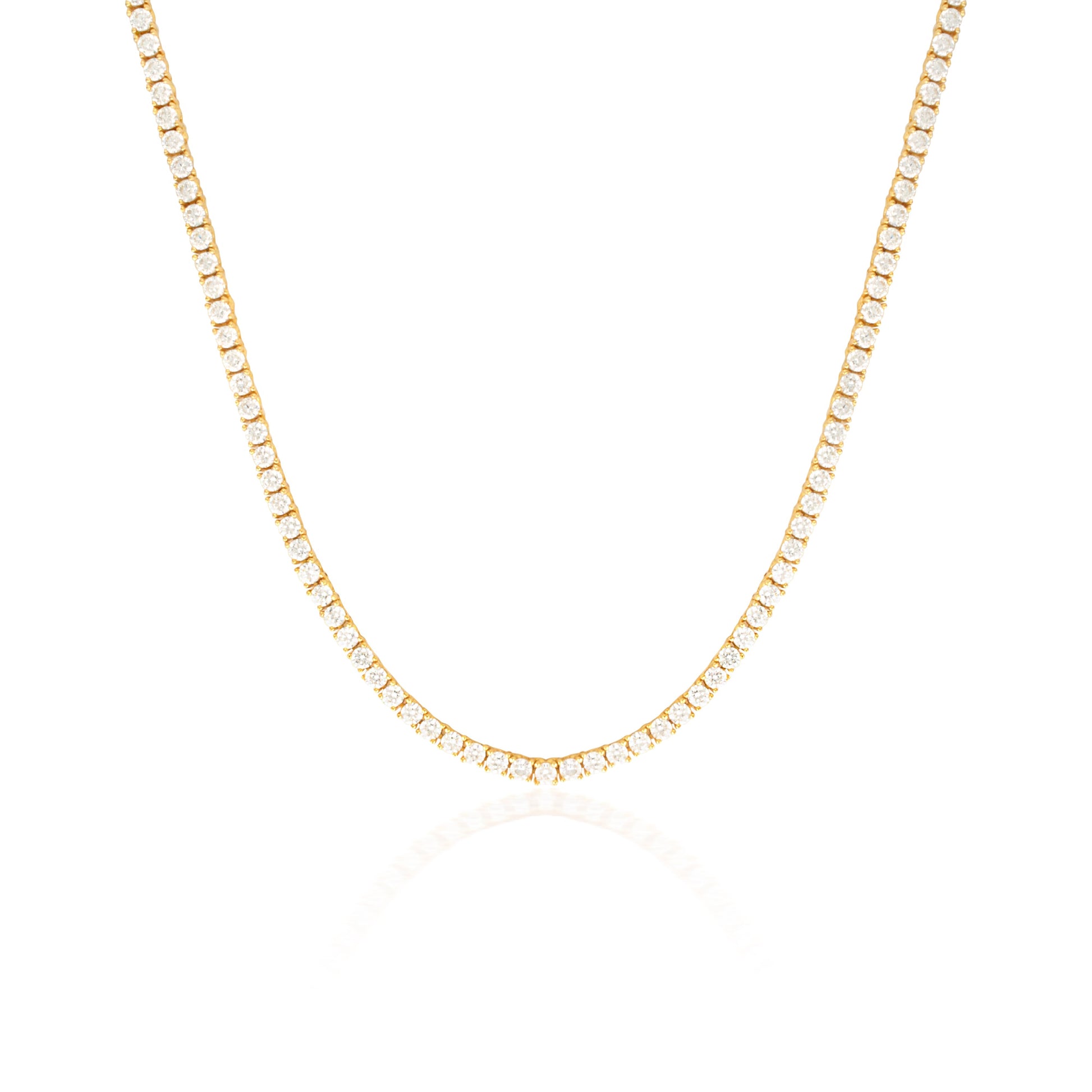 5 Carat Round Lab-Grown Diamond Tennis Necklace in Gold 1