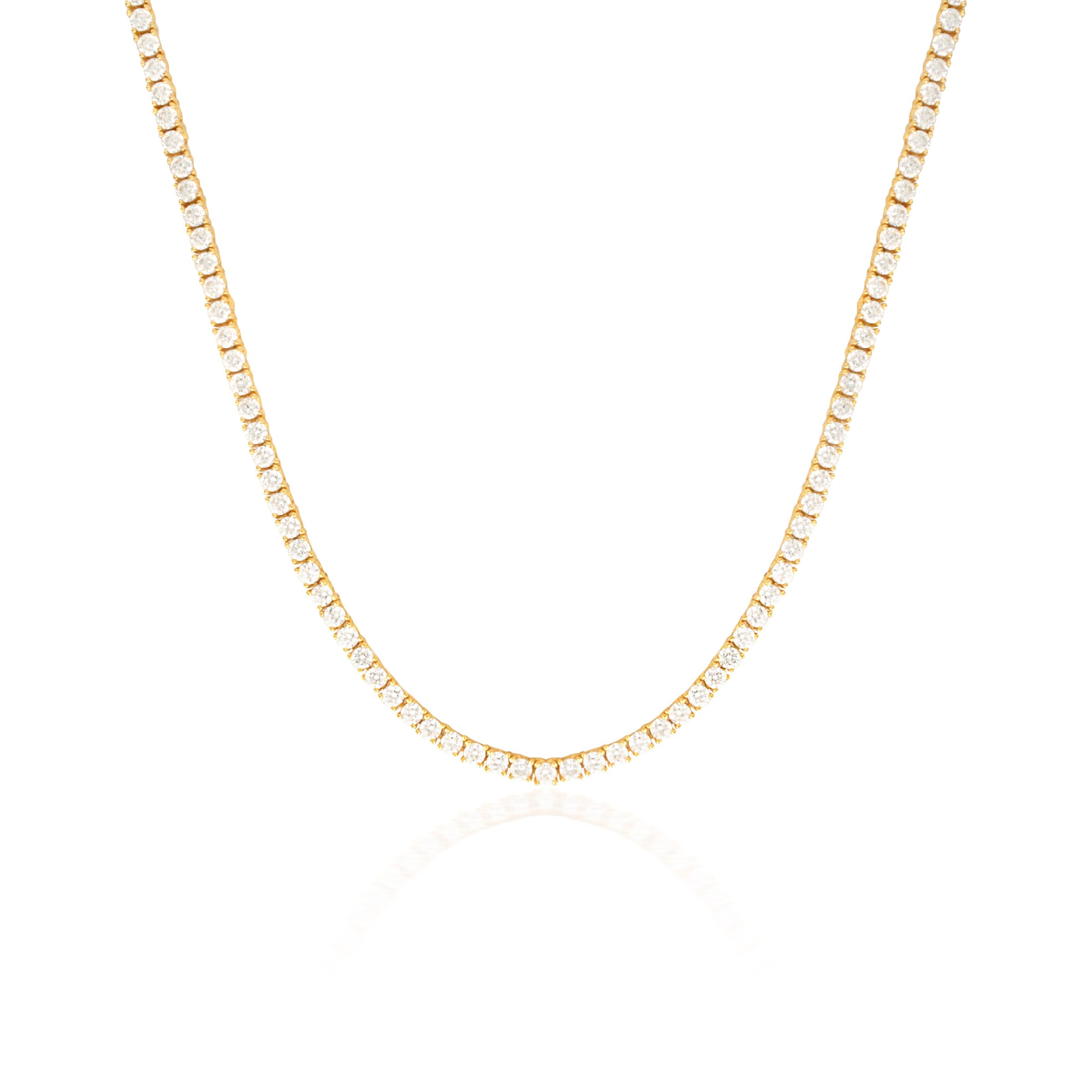 5 Carat Round Lab-Grown Diamond Tennis Necklace in Gold