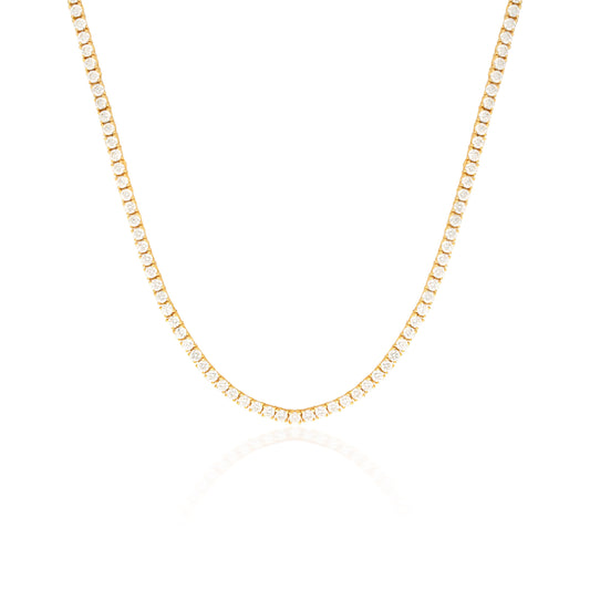 5 Carat Round Lab-Grown Diamond Tennis Necklace in Gold