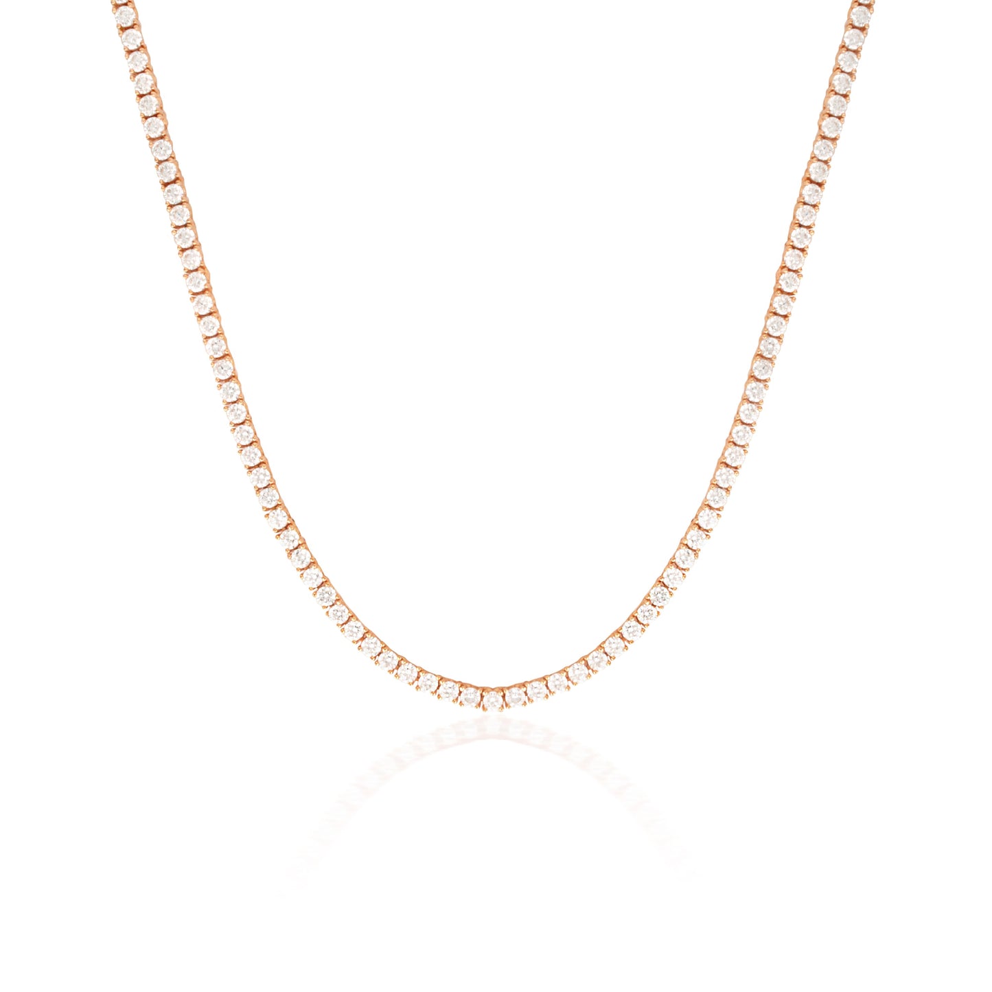 5 Carat Round Lab-Grown Diamond Tennis Necklace in Gold 3