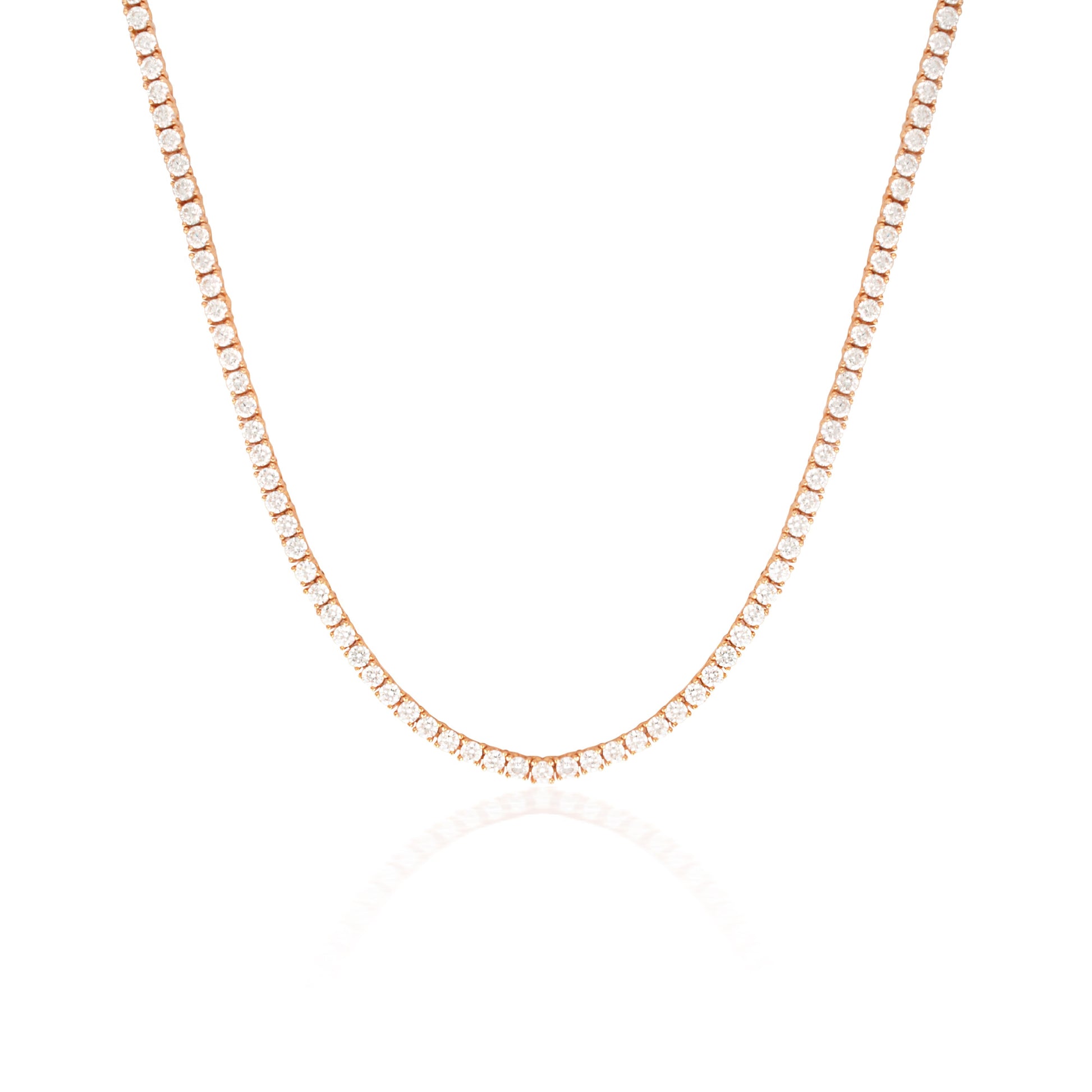 5 Carat Round Lab-Grown Diamond Tennis Necklace in Gold 3