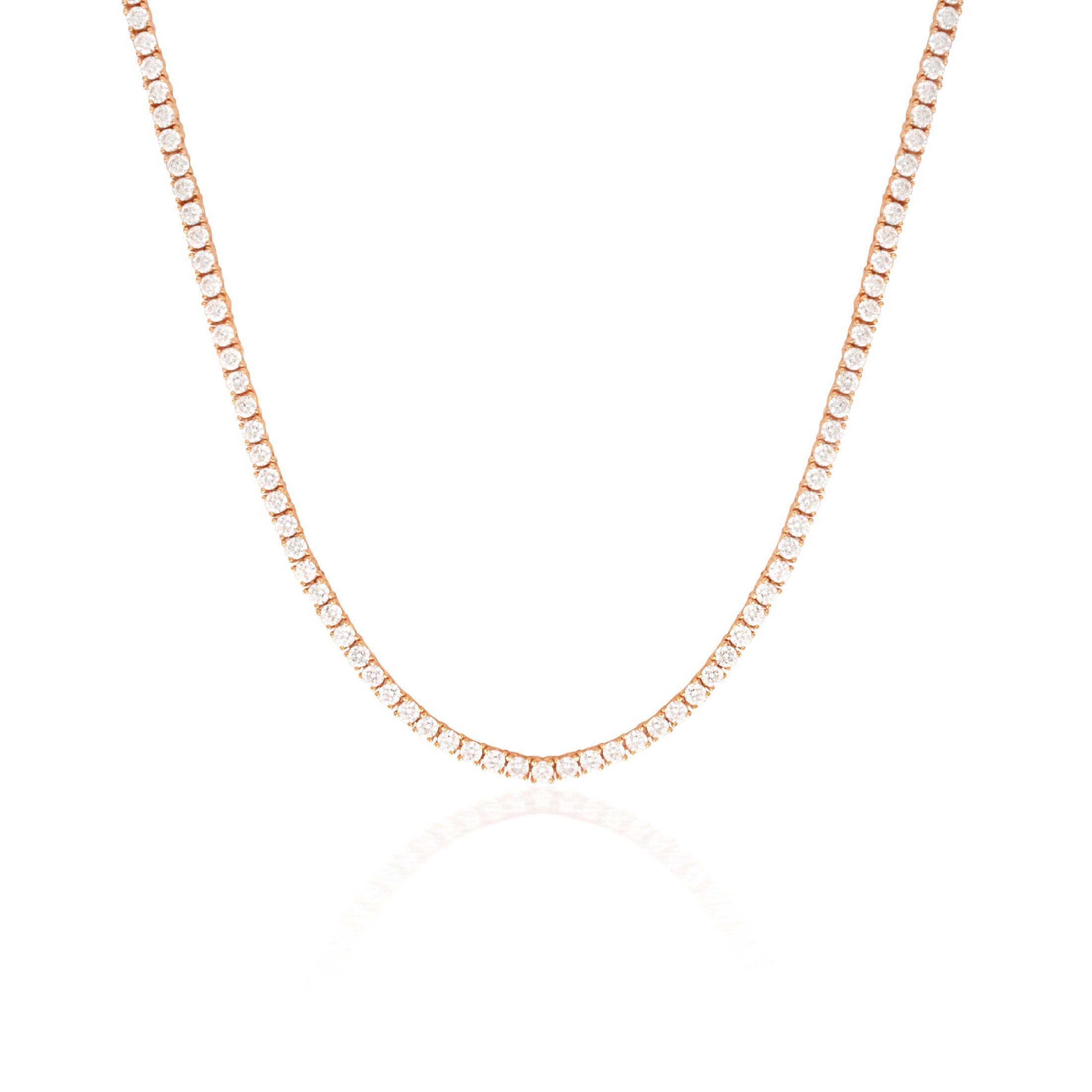 5 Carat Round Lab-Grown Diamond Tennis Necklace in Gold