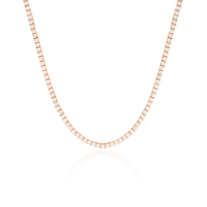 5 Carat Round Lab-Grown Diamond Tennis Necklace in Gold 3