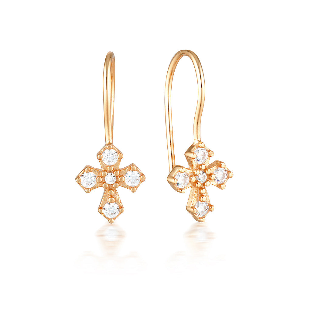 0.40 TCW Round Lab-Grown Diamond Cross Dangle Earrings