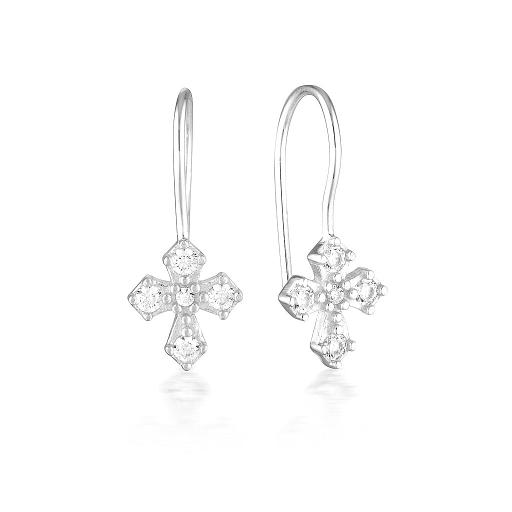 0.40 TCW Round Lab-Grown Diamond Cross Dangle Earrings