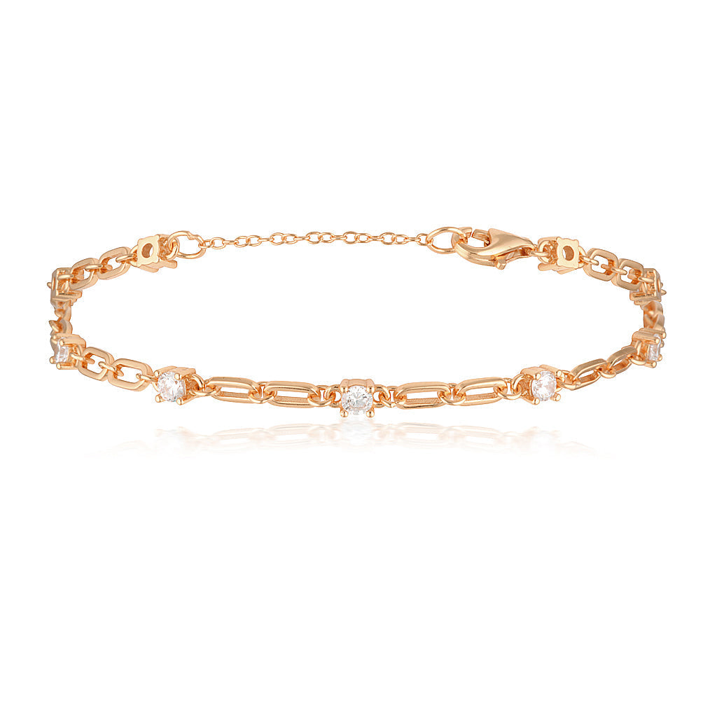 Elegant 0.05 TCW Round Lab-Grown Diamond Link Bracelet