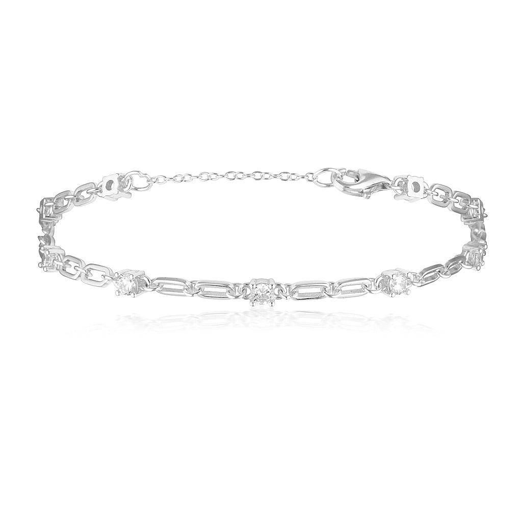 Elegant 0.05 TCW Round Lab-Grown Diamond Link Bracelet 1