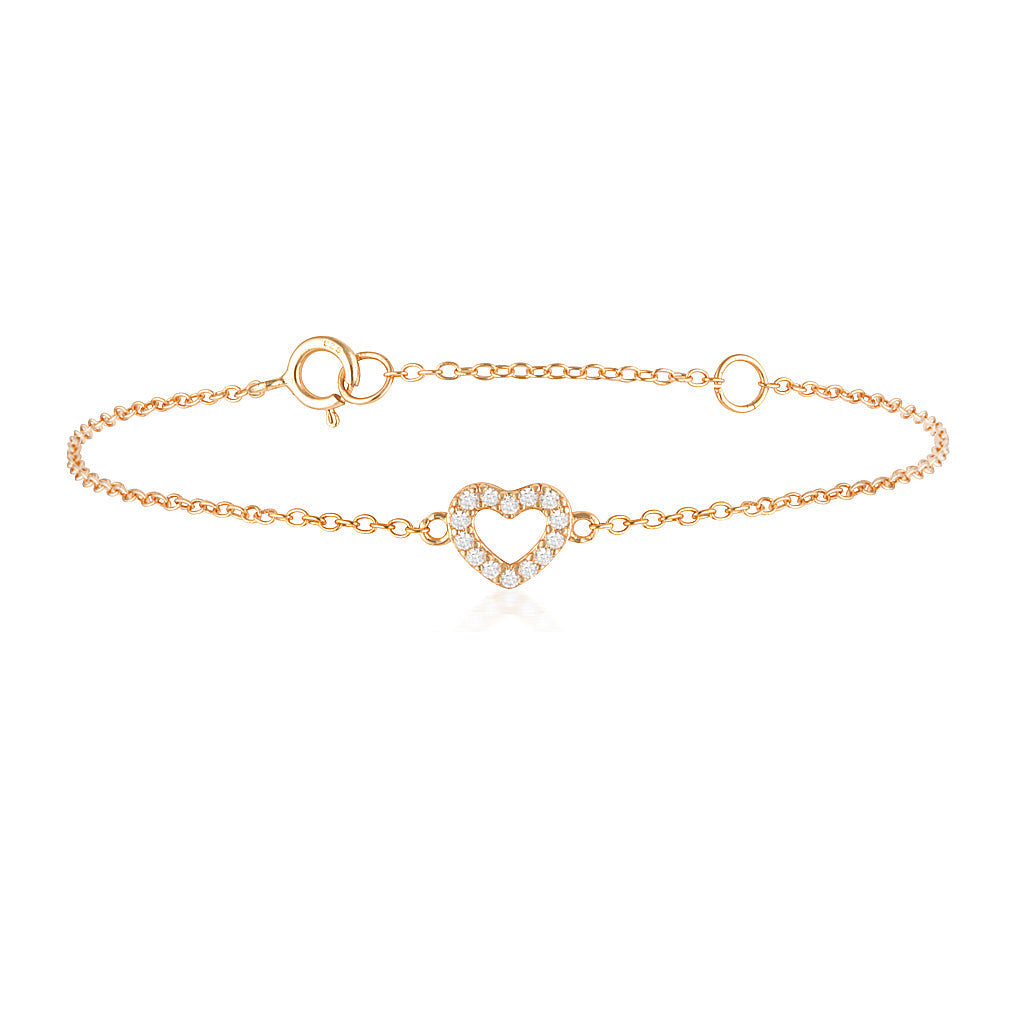 Heart's Delight: 0.1 TCW Round Lab-Grown Diamond Bracelet