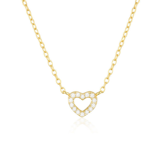 0.1 TCW Round Lab-Grown Diamond Gold Heart Necklace