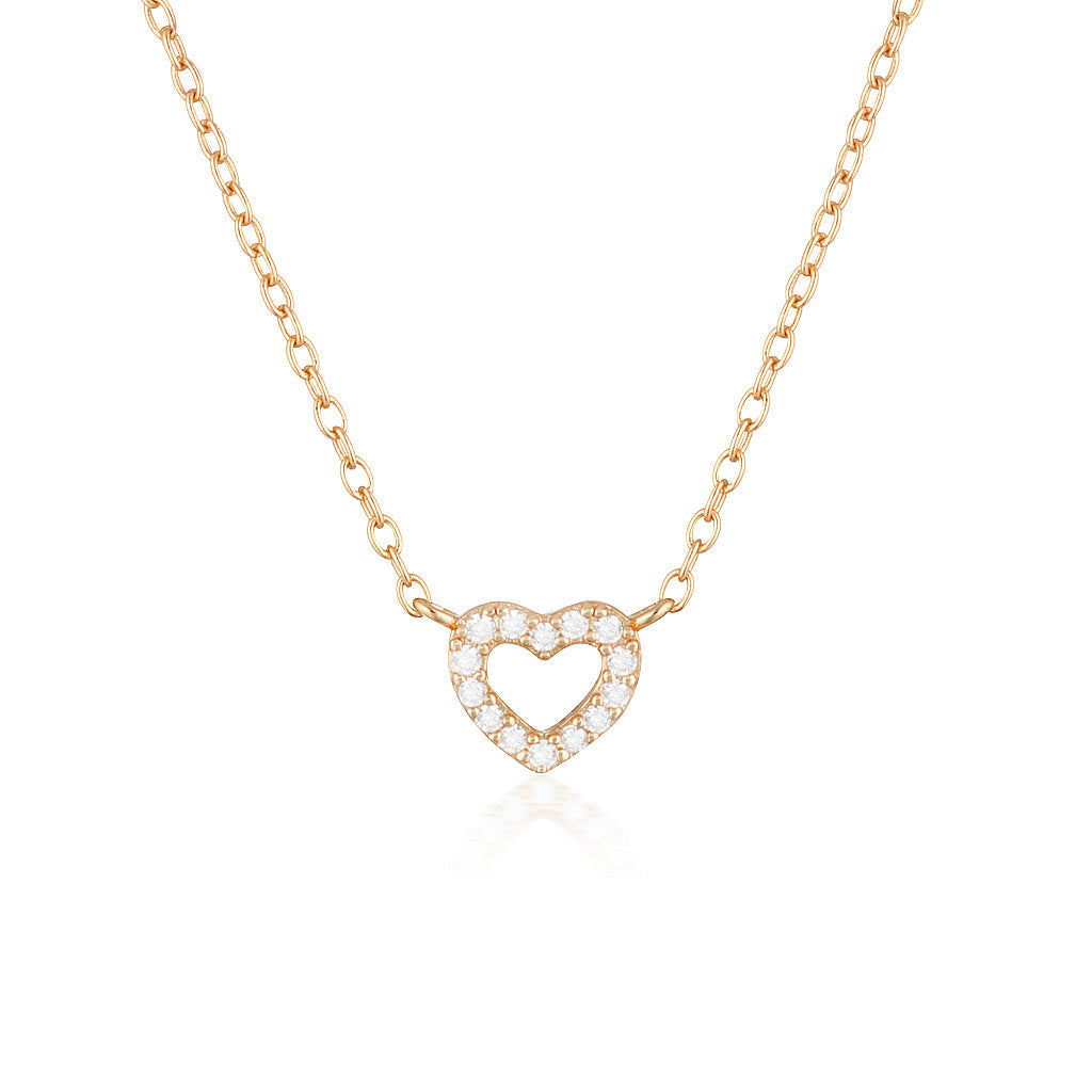 0.1 TCW Round Lab-Grown Diamond Gold Heart Necklace