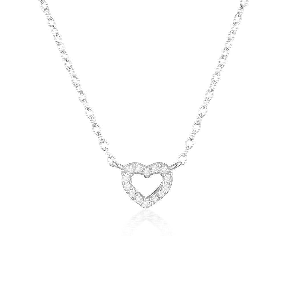 0.1 TCW Round Lab-Grown Diamond Gold Heart Necklace