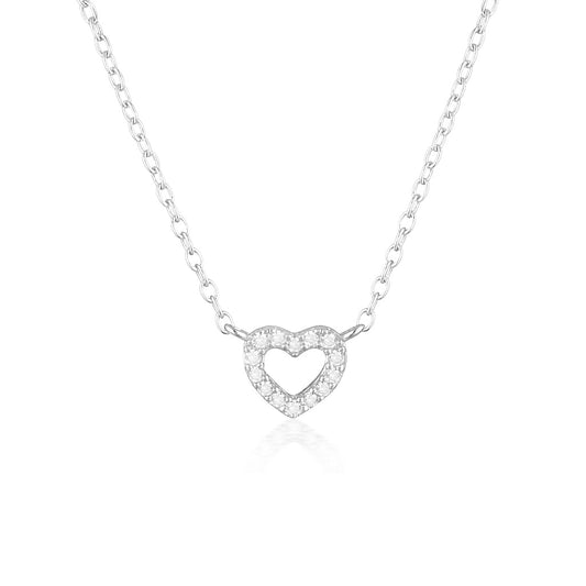 0.1 TCW Round Lab-Grown Diamond Gold Heart Necklace