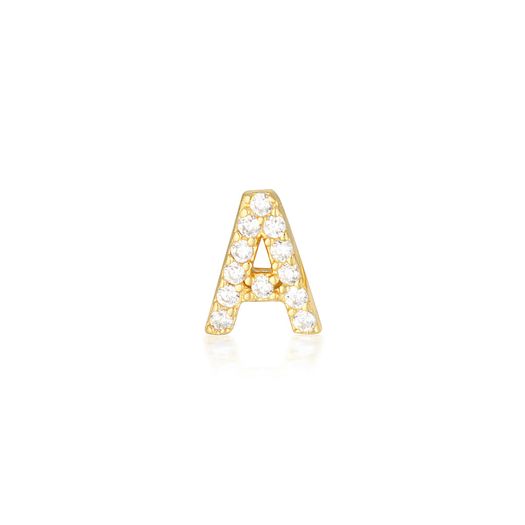 0.05 TCW Round Lab-Grown Diamond Alphabet Initial Stud Earrings