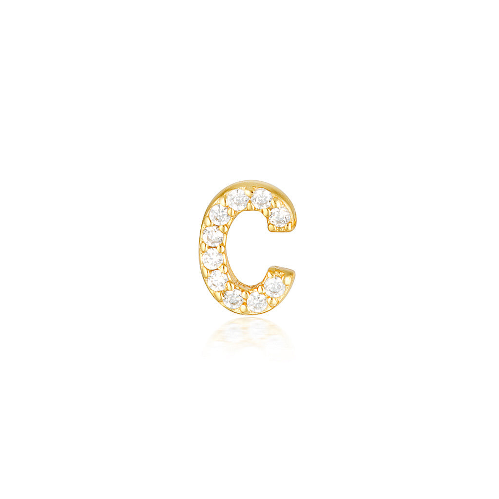 0.05 TCW Round Lab-Grown Diamond Alphabet Initial Stud Earrings