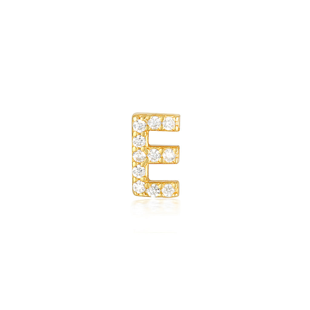 0.05 TCW Round Lab-Grown Diamond Alphabet Initial Stud Earrings