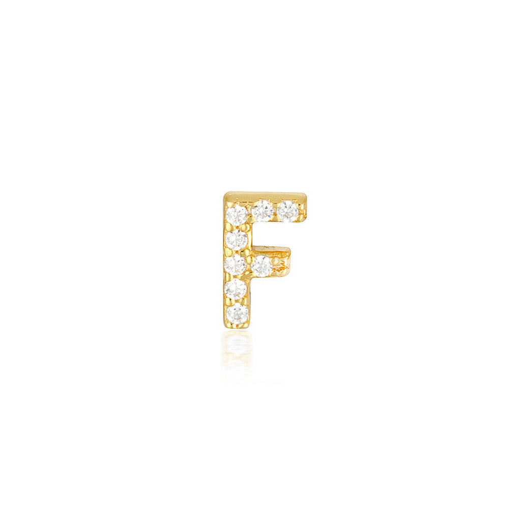 0.05 TCW Round Lab-Grown Diamond Alphabet Initial Stud Earrings