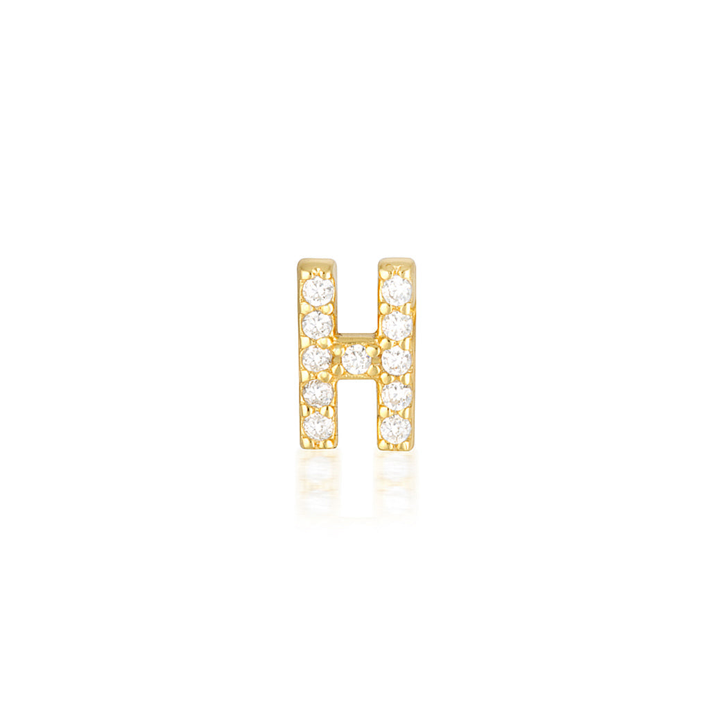 0.05 TCW Round Lab-Grown Diamond Alphabet Initial Stud Earrings