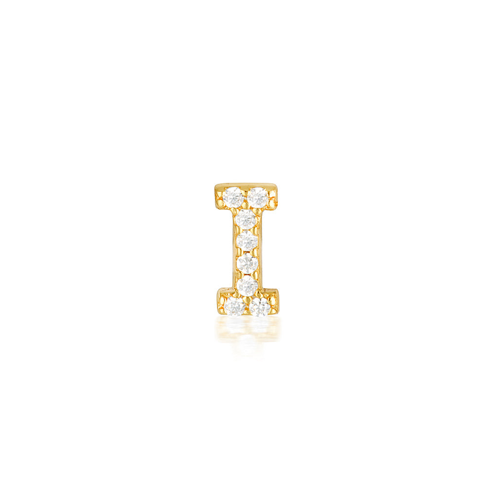 0.05 TCW Round Lab-Grown Diamond Alphabet Initial Stud Earrings