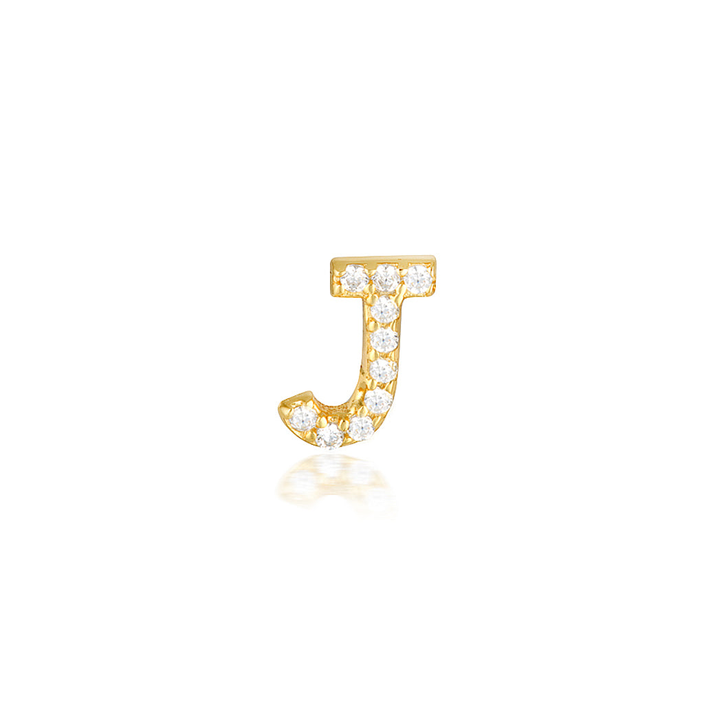 0.05 TCW Round Lab-Grown Diamond Alphabet Initial Stud Earrings