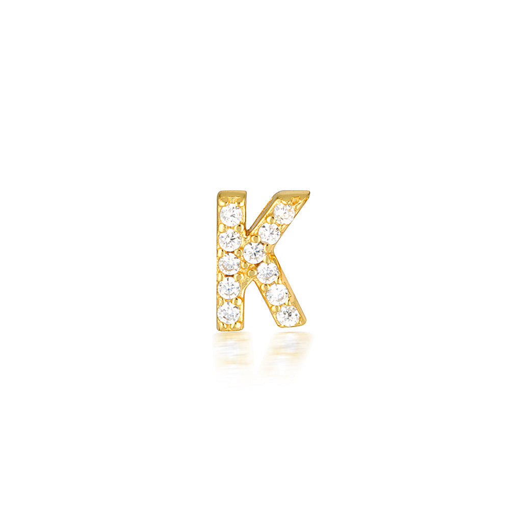 0.05 TCW Round Lab-Grown Diamond Alphabet Initial Stud Earrings