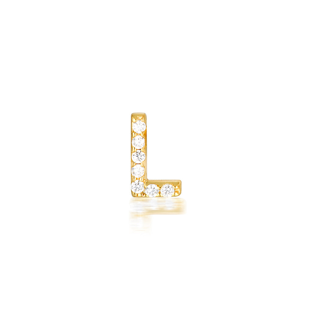 0.05 TCW Round Lab-Grown Diamond Alphabet Initial Stud Earrings