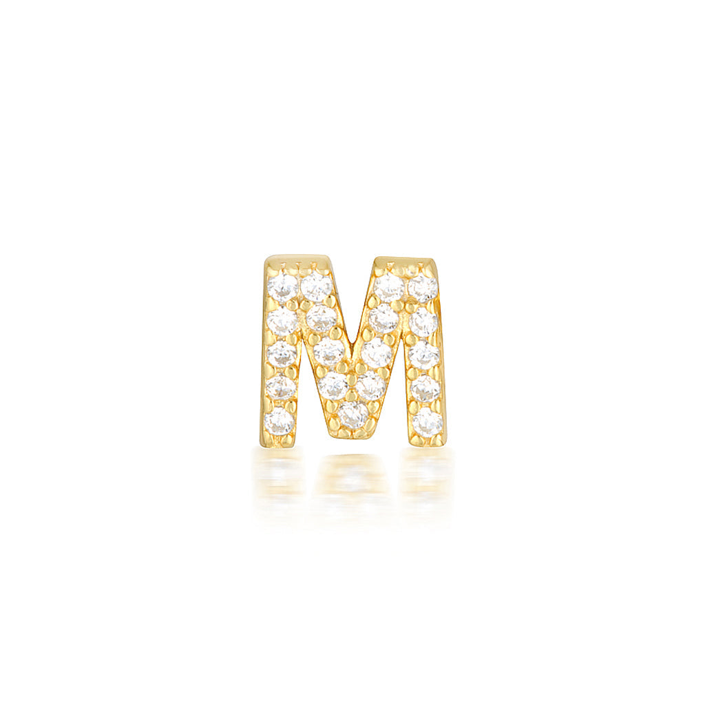 0.05 TCW Round Lab-Grown Diamond Alphabet Initial Stud Earrings