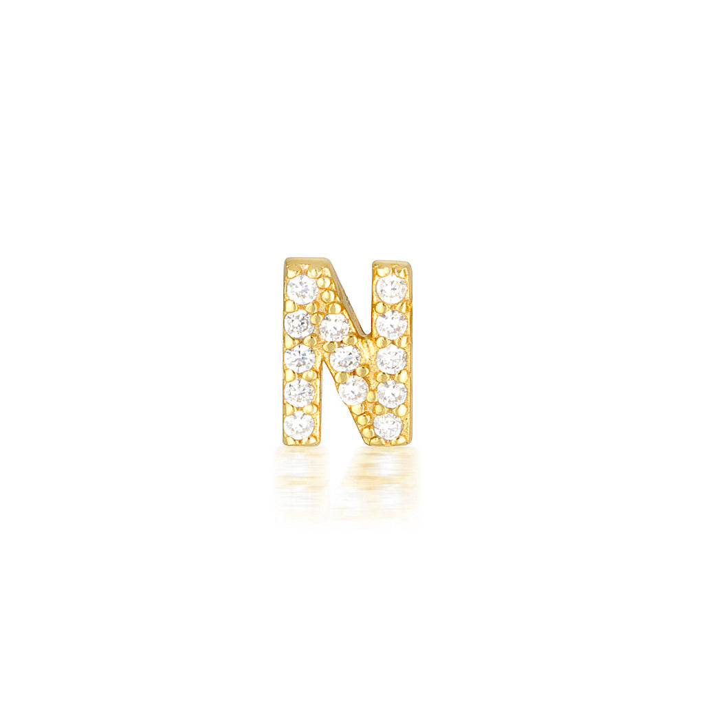 0.05 TCW Round Lab-Grown Diamond Alphabet Initial Stud Earrings