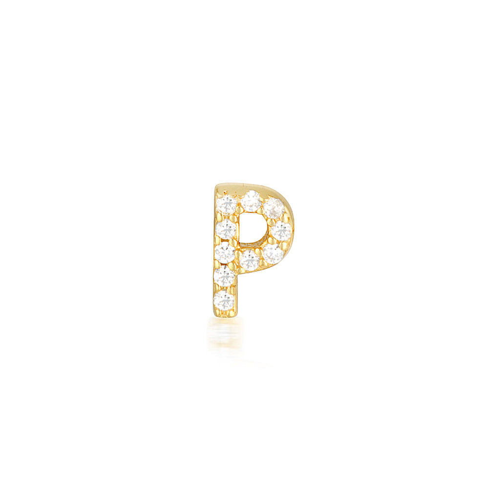 0.05 TCW Round Lab-Grown Diamond Alphabet Initial Stud Earrings