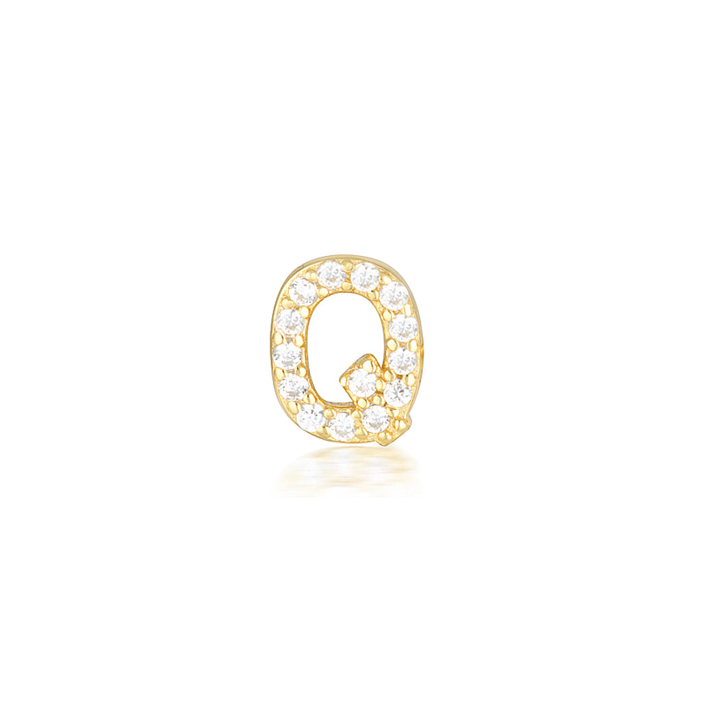 0.05 TCW Round Lab-Grown Diamond Alphabet Initial Stud Earrings