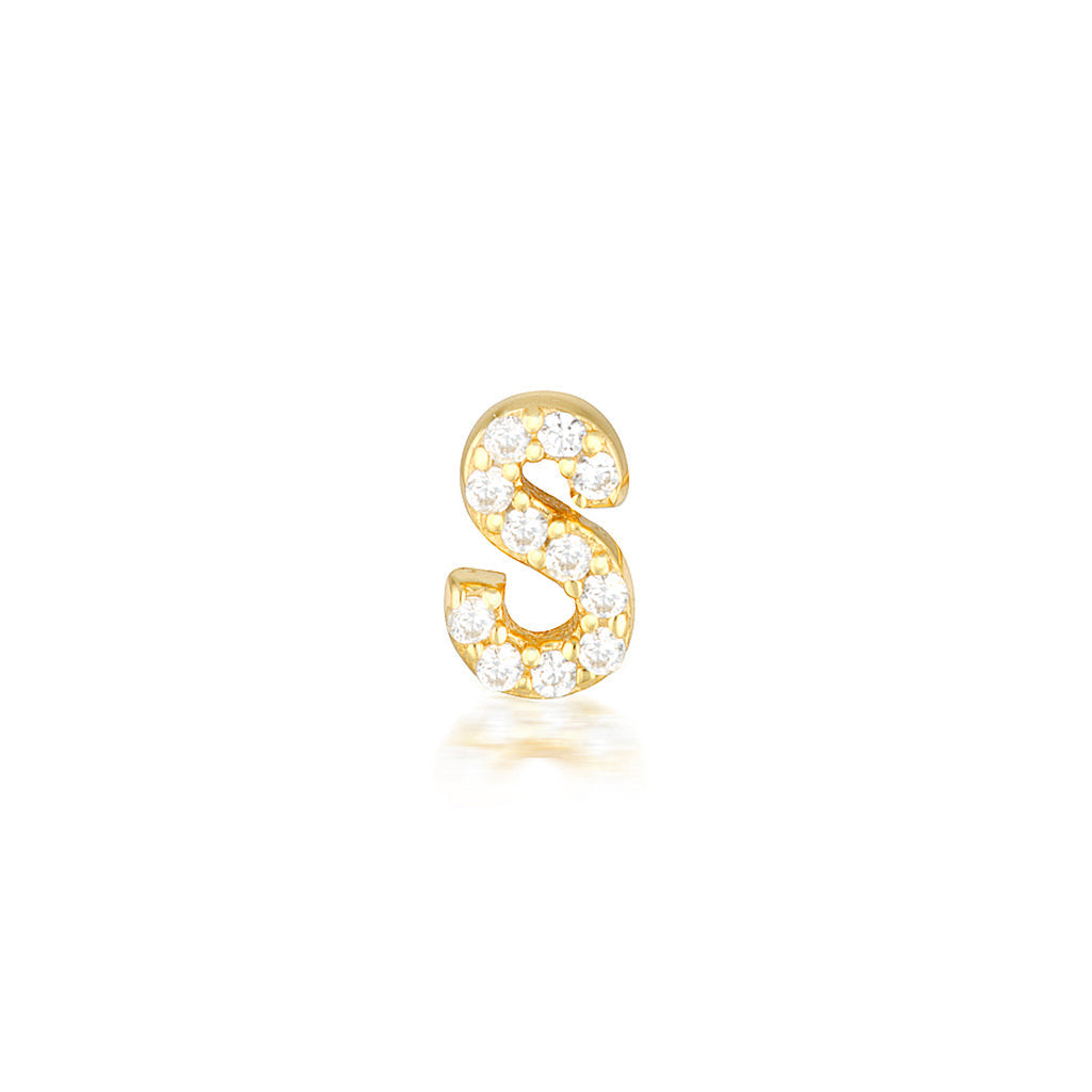 0.05 TCW Round Lab-Grown Diamond Alphabet Initial Stud Earrings