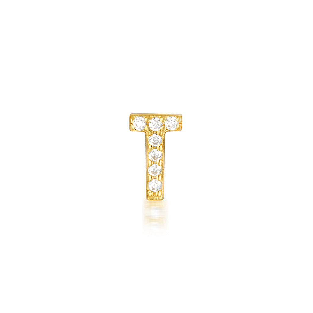 0.05 TCW Round Lab-Grown Diamond Alphabet Initial Stud Earrings