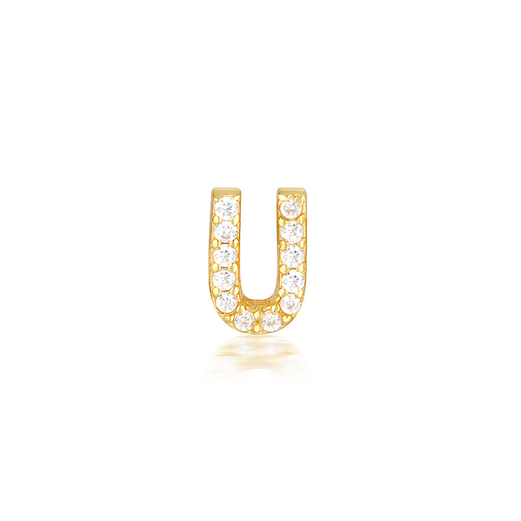 0.05 TCW Round Lab-Grown Diamond Alphabet Initial Stud Earrings